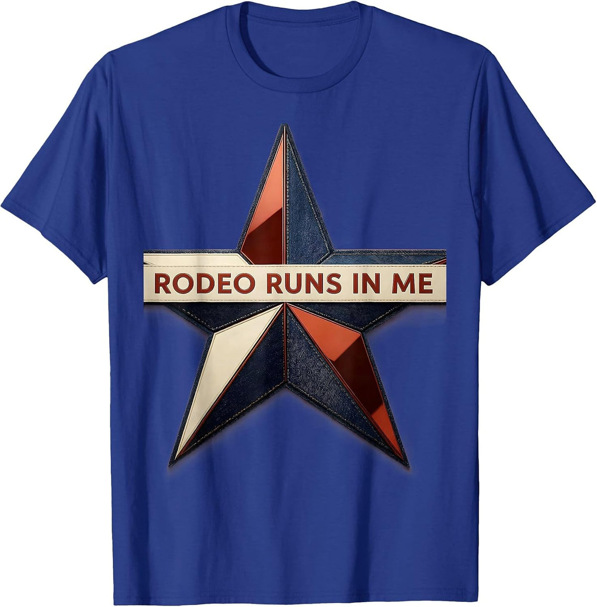 Men's Rodeo Runs In Me Western Cowgirl Design T-Shirt - Royal Blue