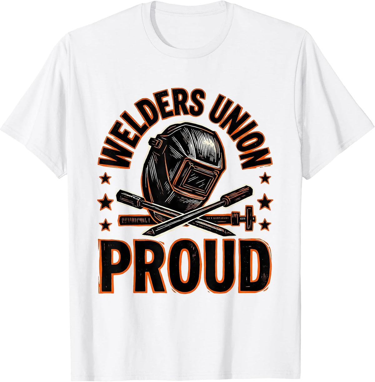 Men's Welders Union Proud Linocut Skilled Trades Worker Labor Day T-Shirt - White