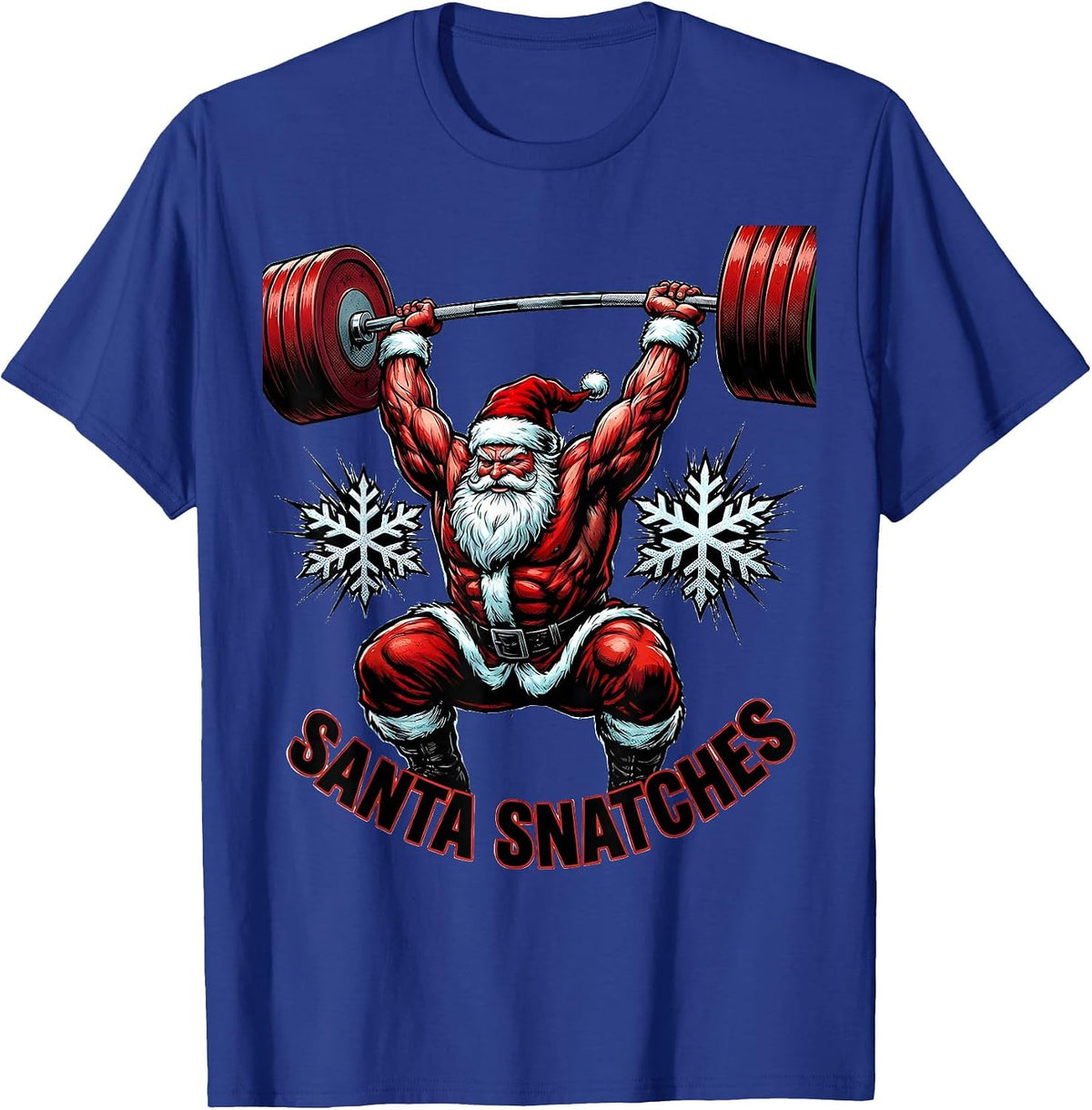 Men's Santa Snatches Comic Book Funny Christmas Gym Bodybuilding T-Shirt - Royal Blue
