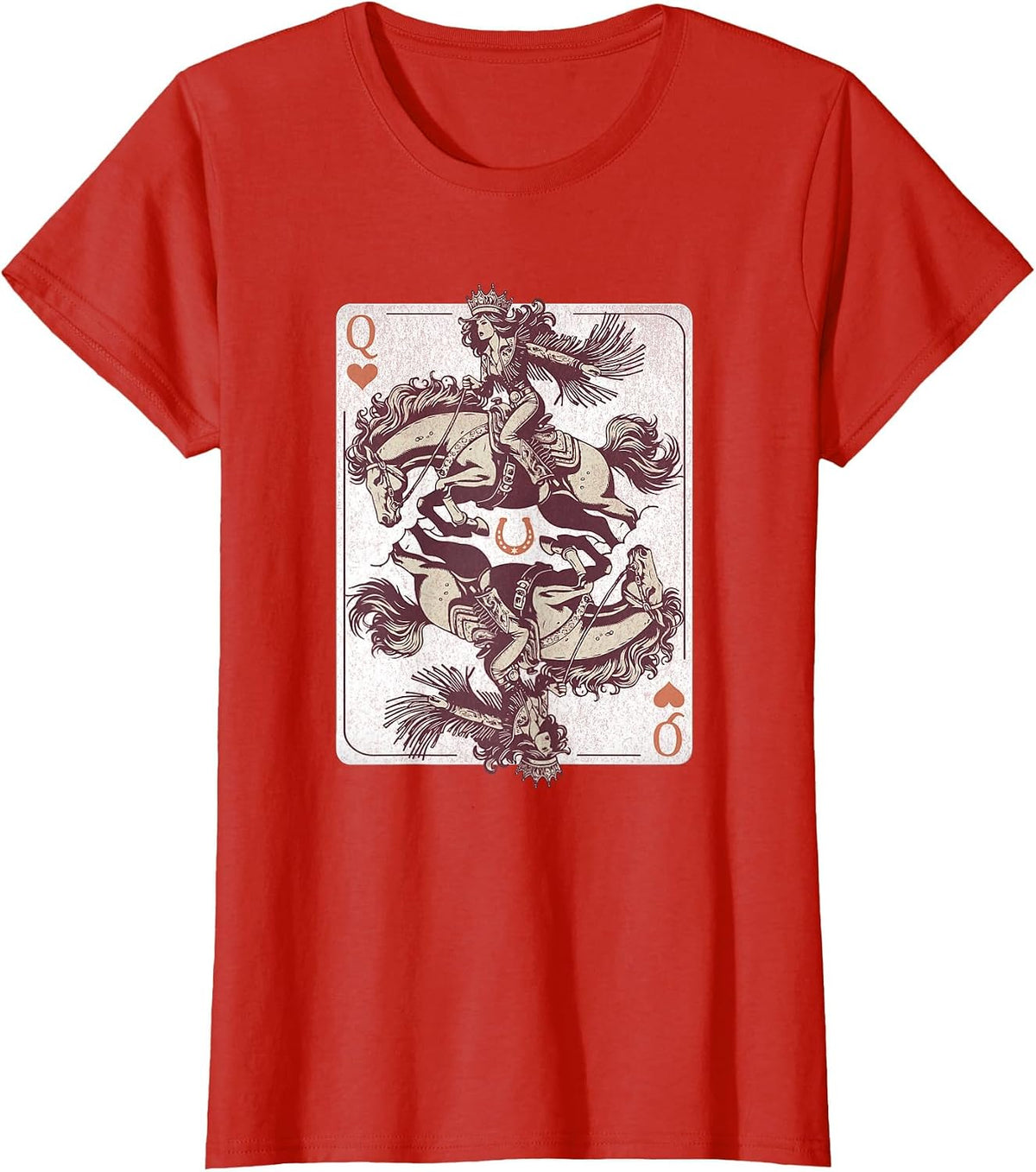 Cowgirl Queen of Hearts – Western Rodeo Card Design Boho T-Shirt - Red