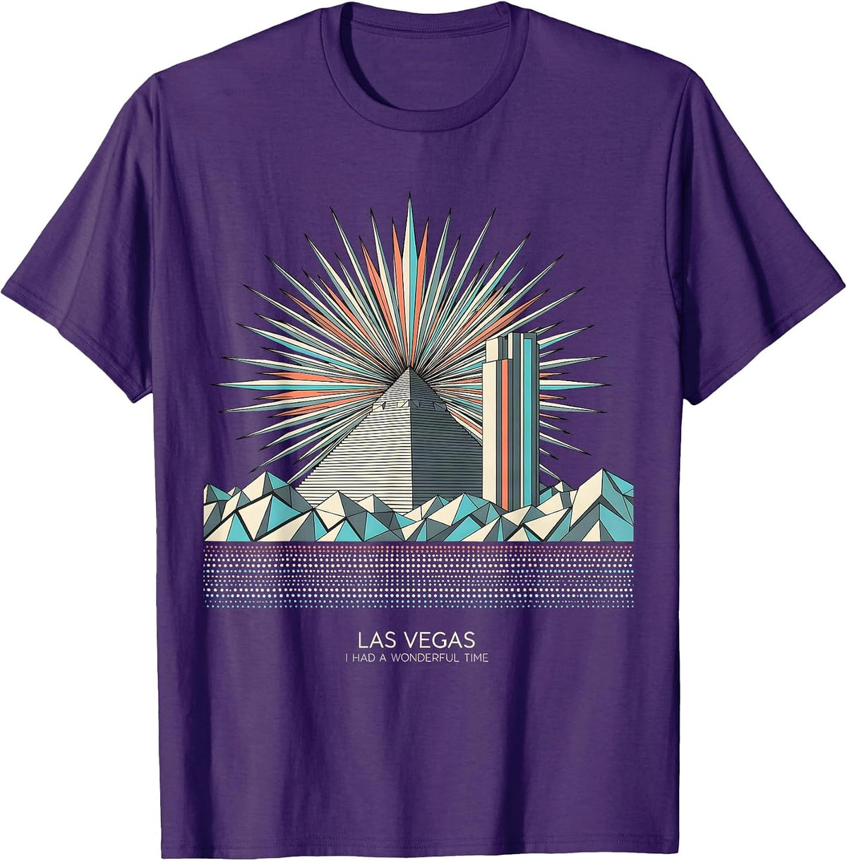Men's Las Vegas, I Had A Wonderful Time Geometric Skyline Souvenir T-Shirt - Purple