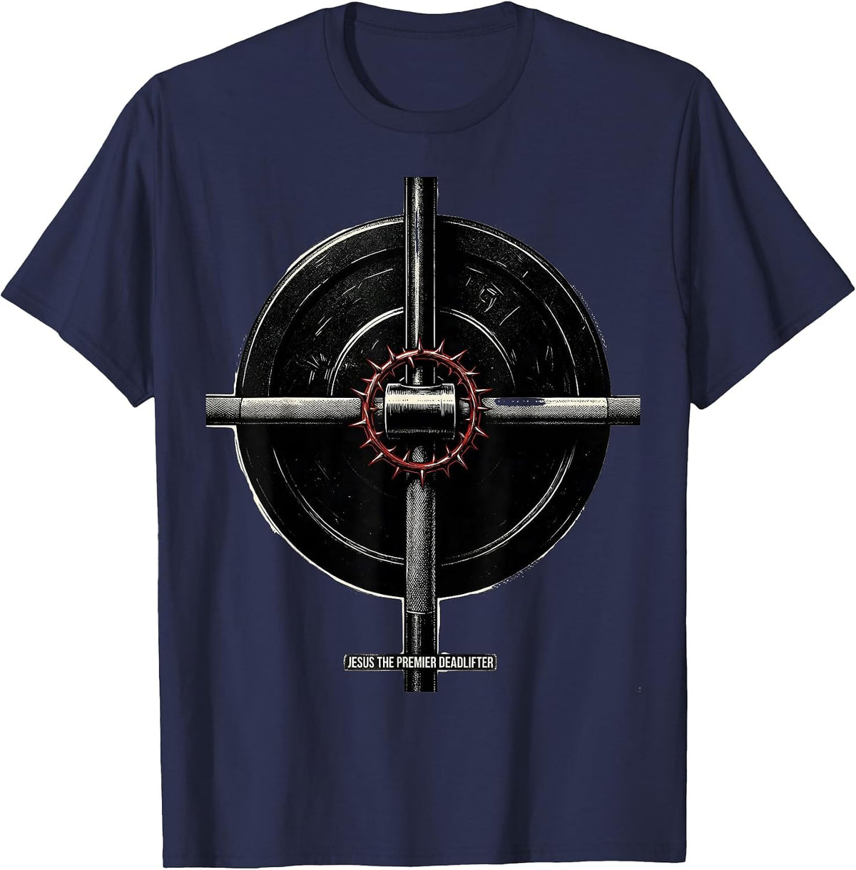 Men's Jesus The Premier Deadlifter Funny Christian Gym T-Shirt - Navy Blue
