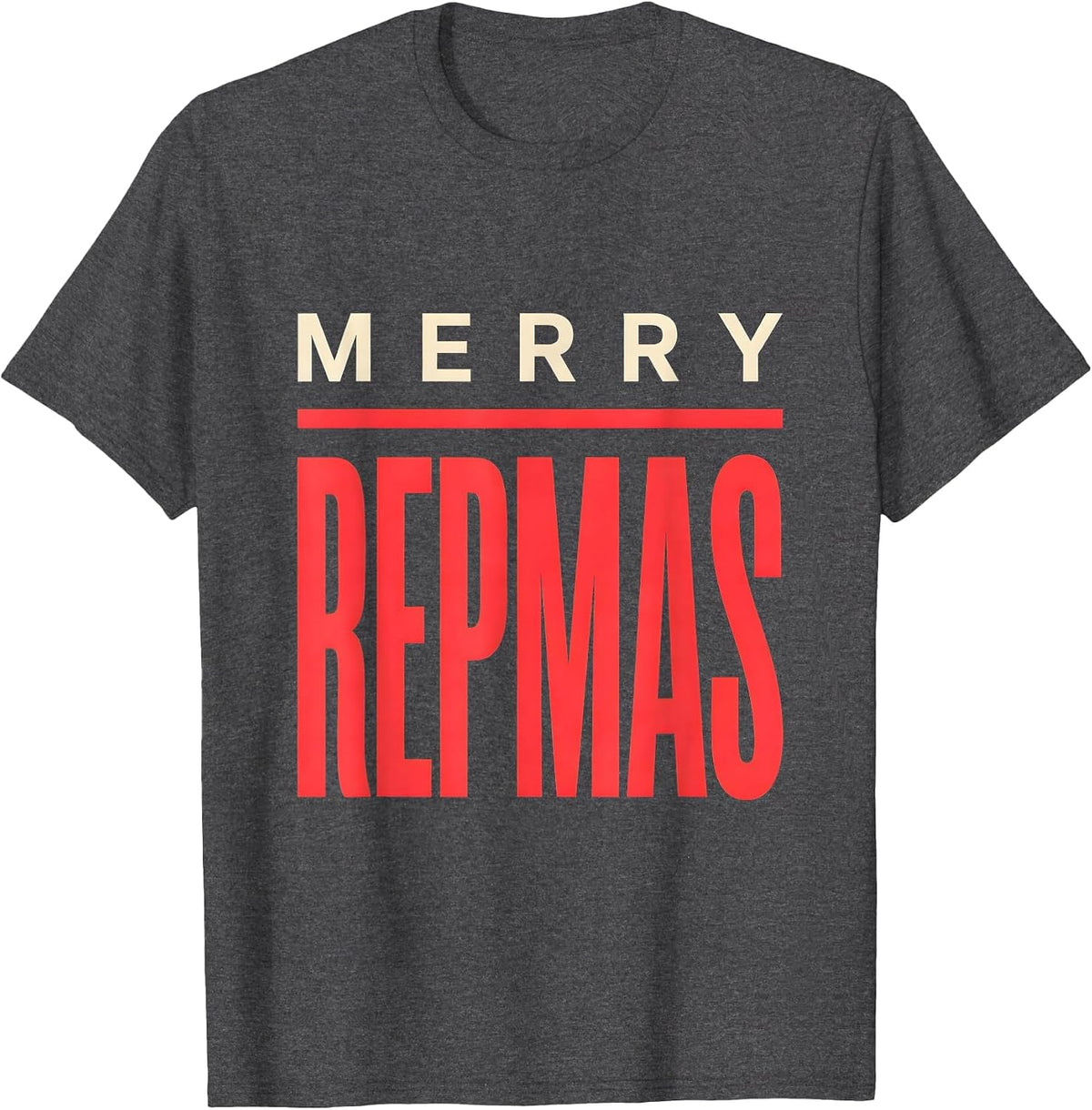 Men's Merry Repmas Funny Christmas Gym Weightlifting Fitness Gift T-Shirt - Dark Heather Grey