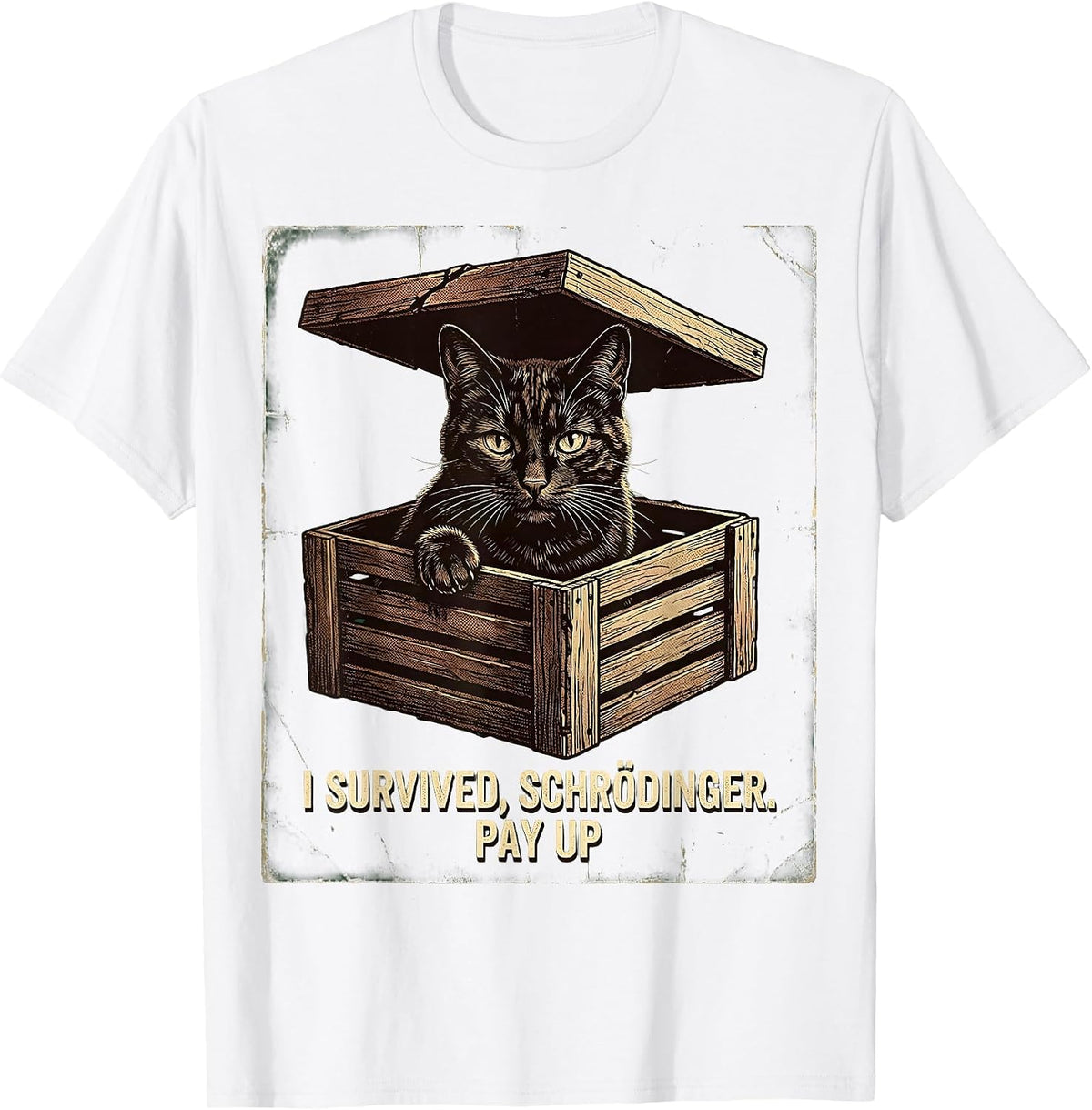 Men's I Survived, Schrödinger. Pay Up Vintage Science Teacher T-Shirt - White