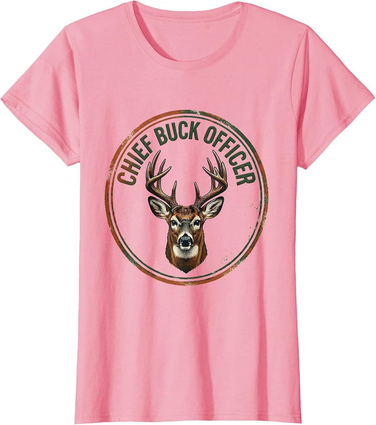 Women's Chief Buck Officer Vintage Funny Deer Hunting Dad Gift T-Shirt - Pink