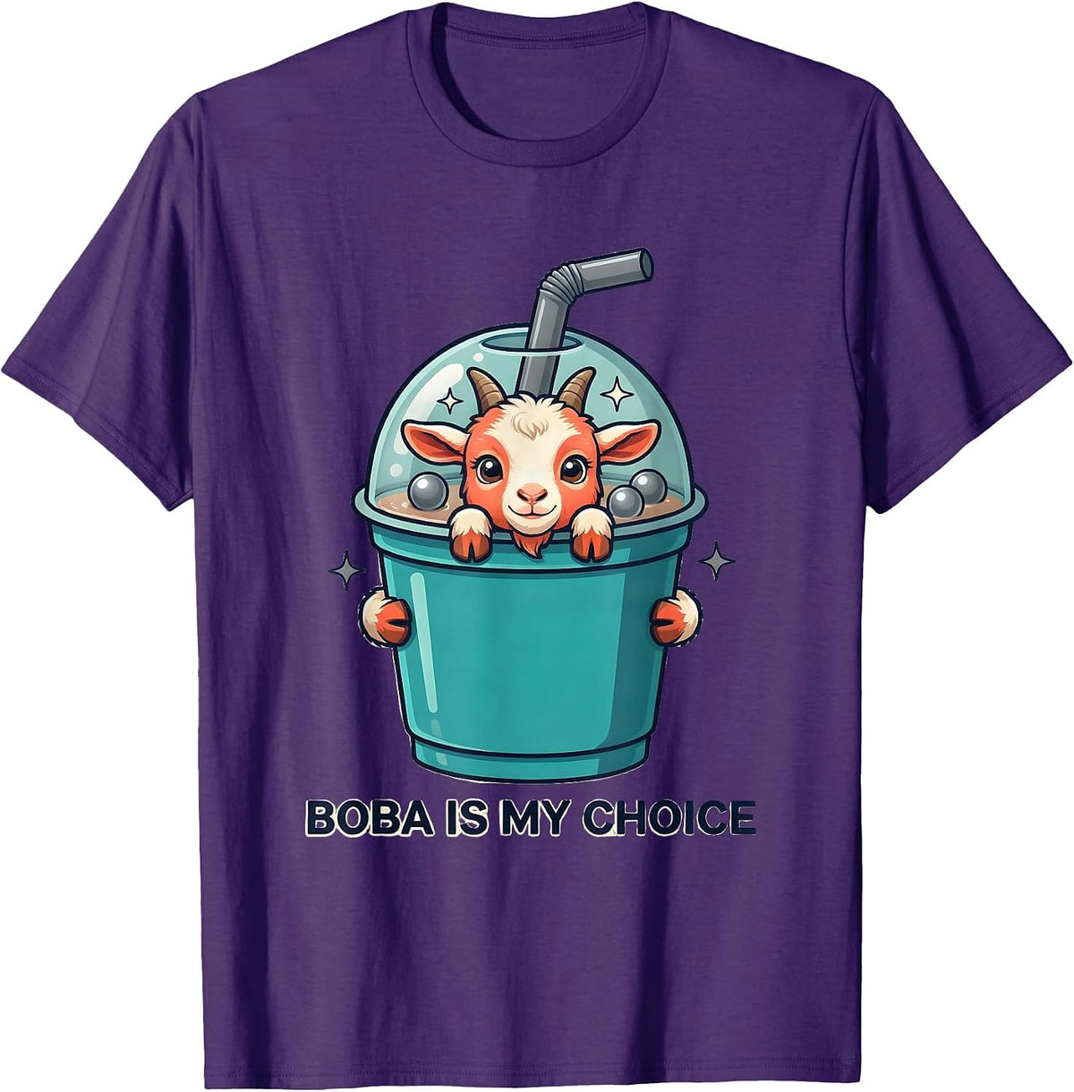 Men's Boba Is My Choice Kawaii Goat Boba Tea Lover Cute Anime T-Shirt - Purple