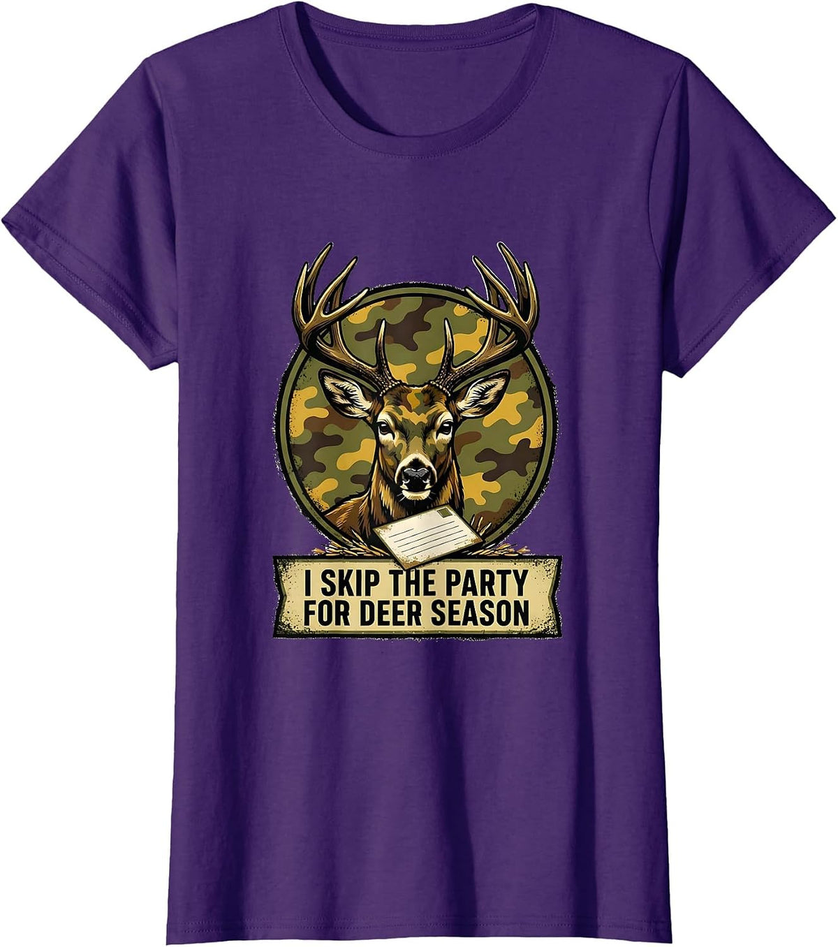Women's I Skip The Party For Deer Season Funny Deer Hunting Dad T-Shirt - Purple