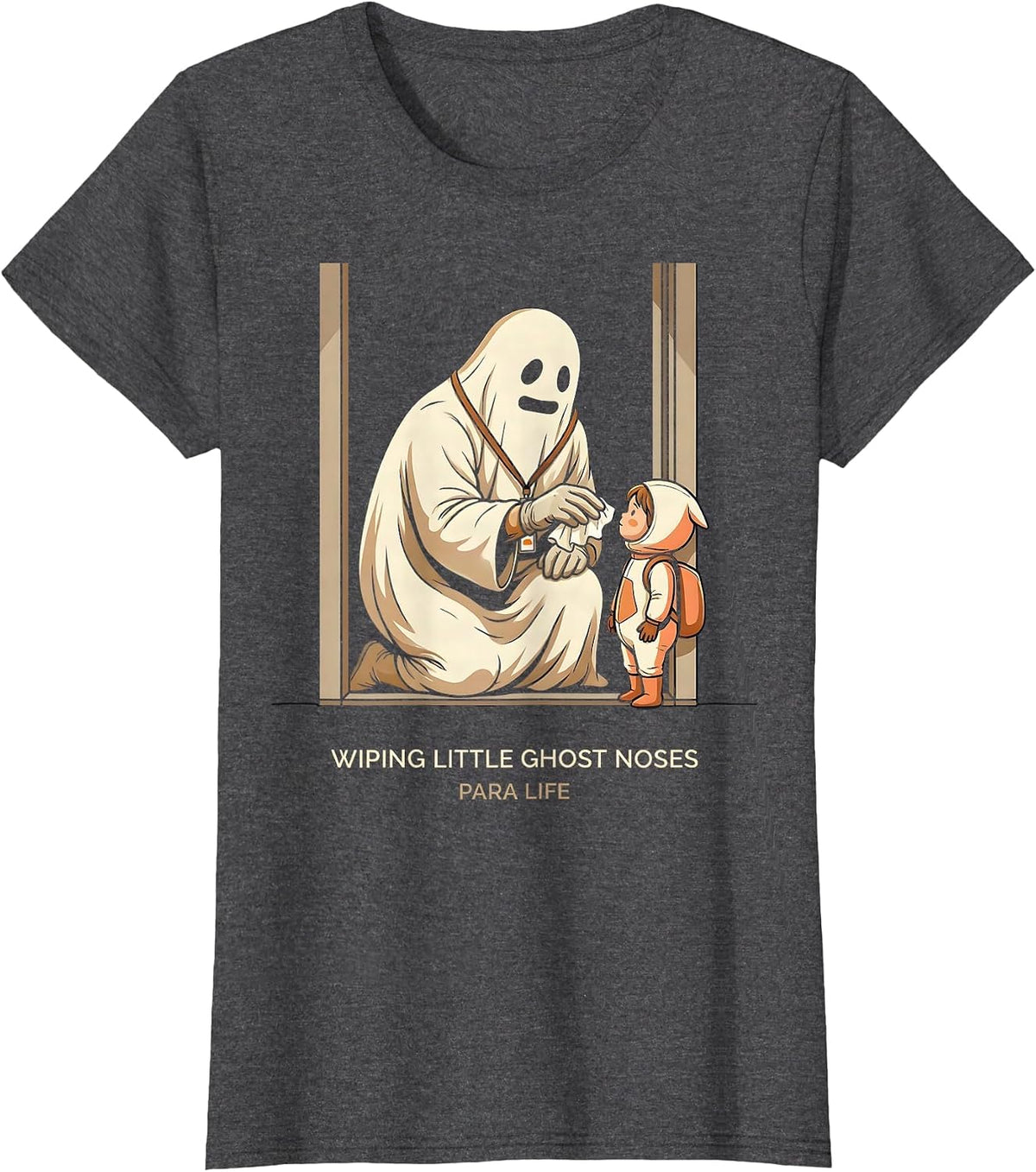 Women's Wiping Little Ghost Noses Para Life Paraeducator Halloween T-Shirt - Dark Heather Grey