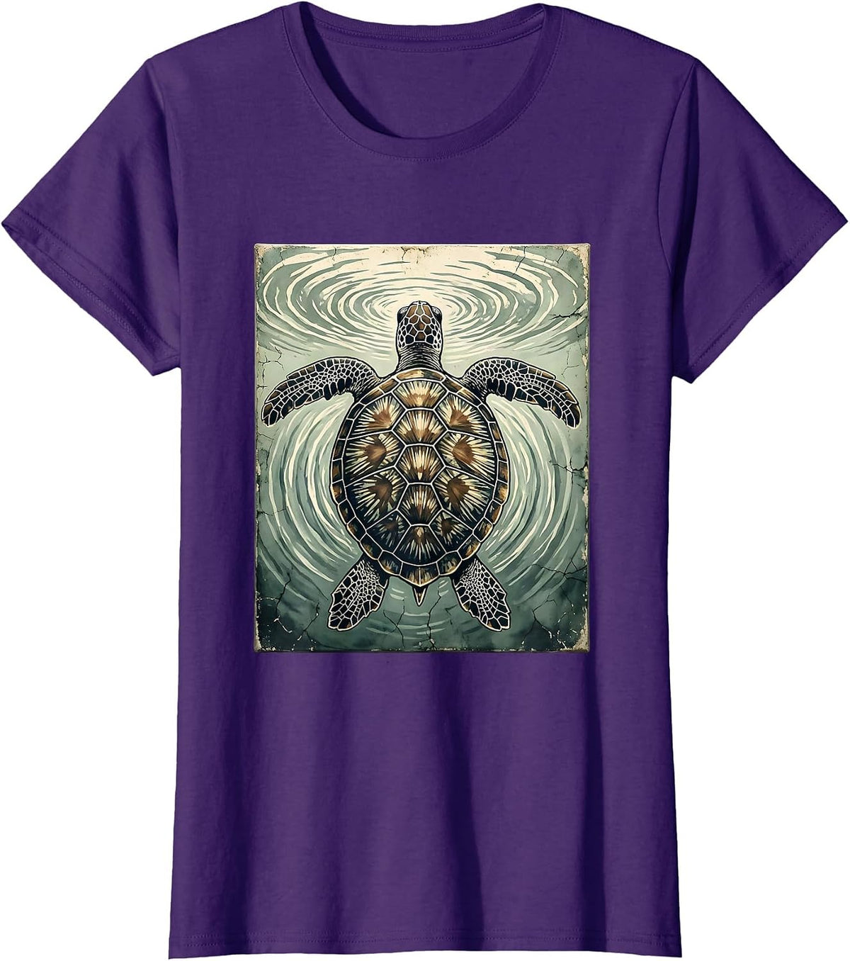Women's Turtle Swimming Toward Ocean Surface Light T-Shirt - Purple