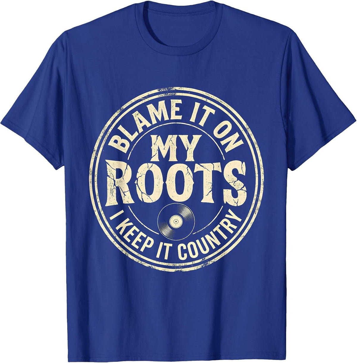 Men's Blame It On My Roots I Keep It Country Boho Western T-Shirt - Royal Blue
