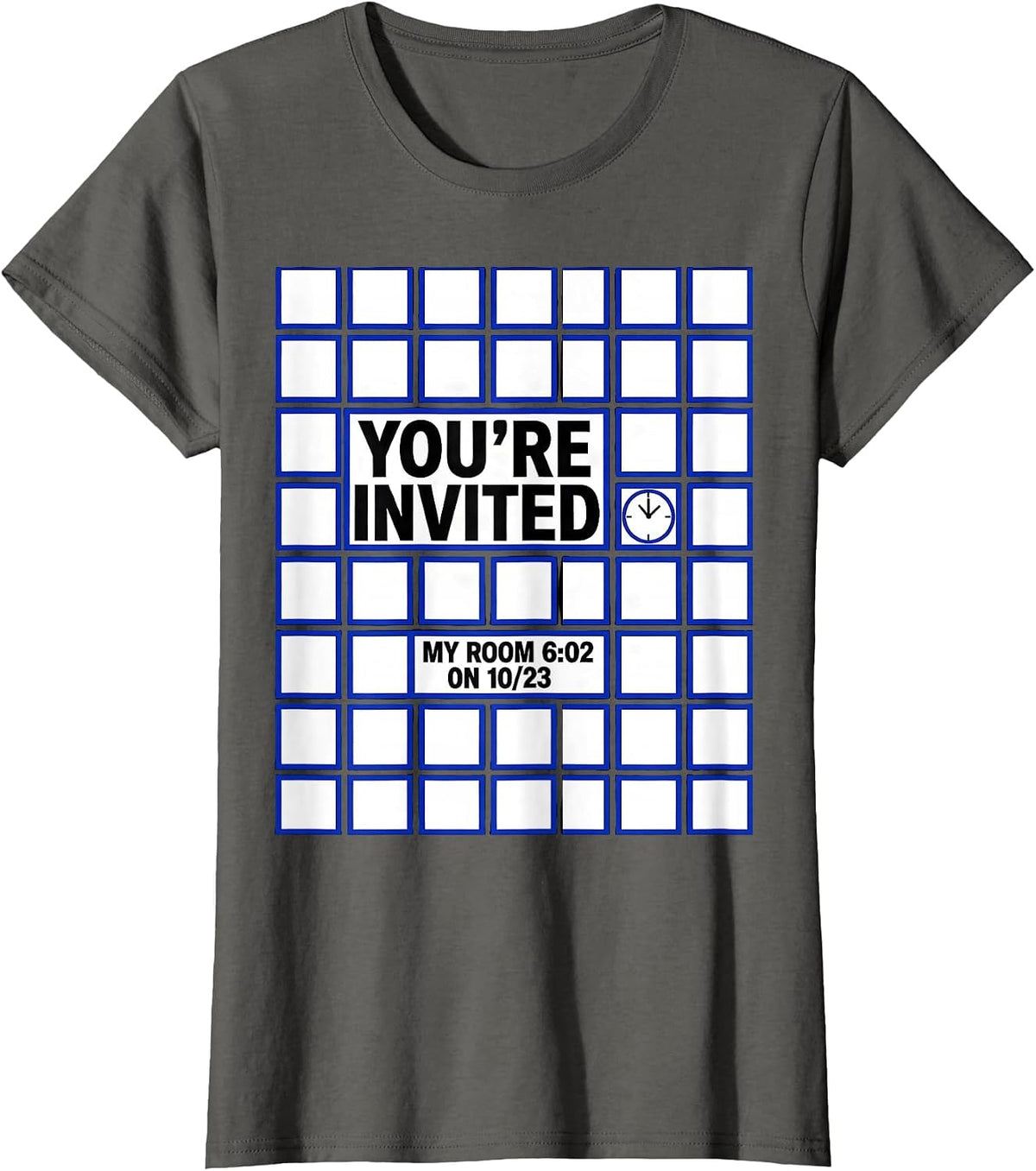 Women's You're Invited My Room 6:02 On 10/23 Nerdy Science Teacher T-Shirt - Asphalt Grey