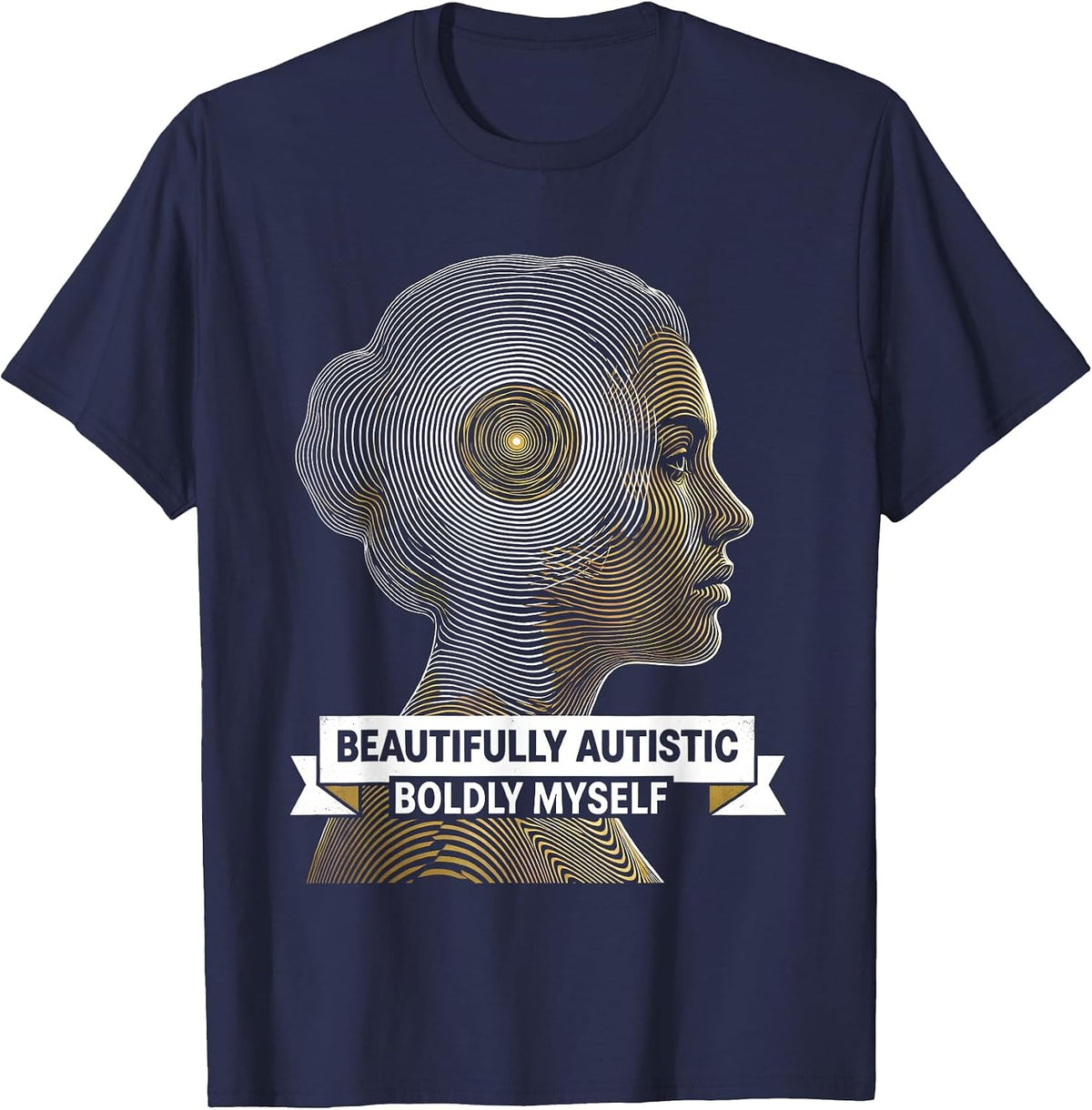 Men's Beautifully Autistic Boldly Myself Autism Design T-Shirt - Navy Blue