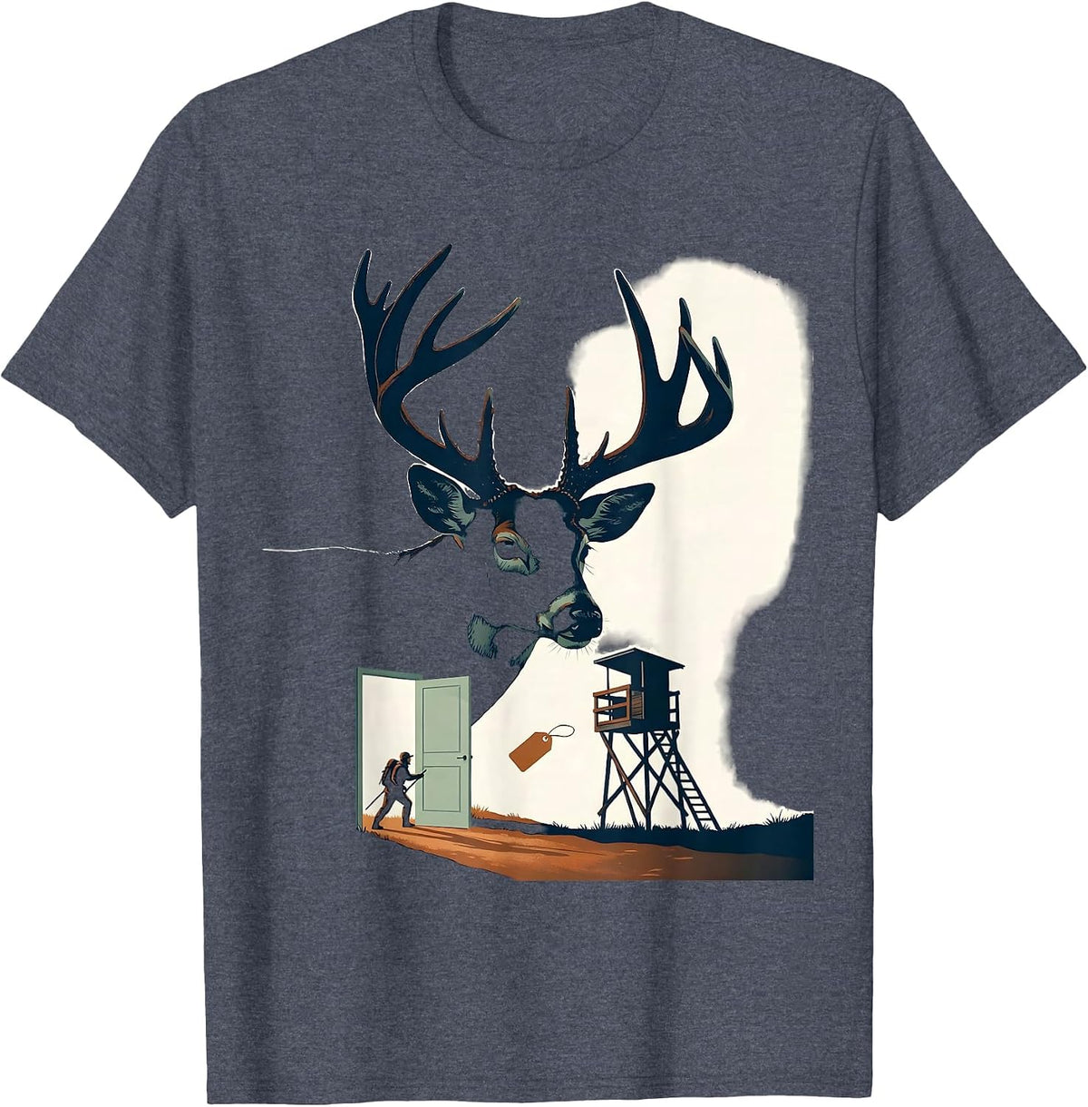 Whitetail Antler Hunter Dad Funny Deer Hunting Humor T-Shirt - Heather Blue