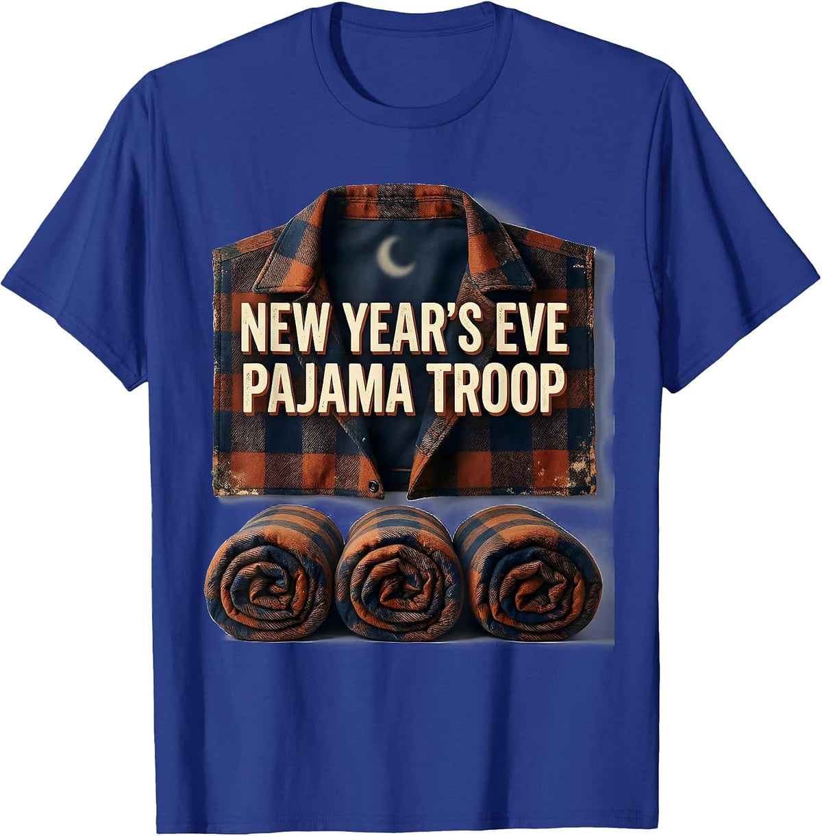 Men's New Year's Eve Pajama Troop Vintage Family Matching Humor T-Shirt - Royal Blue