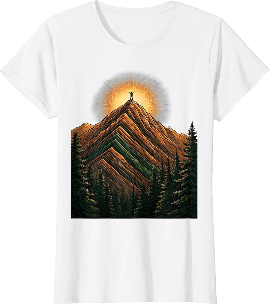 Women's School Counselor Mountain Summit Graphic T-Shirt - White