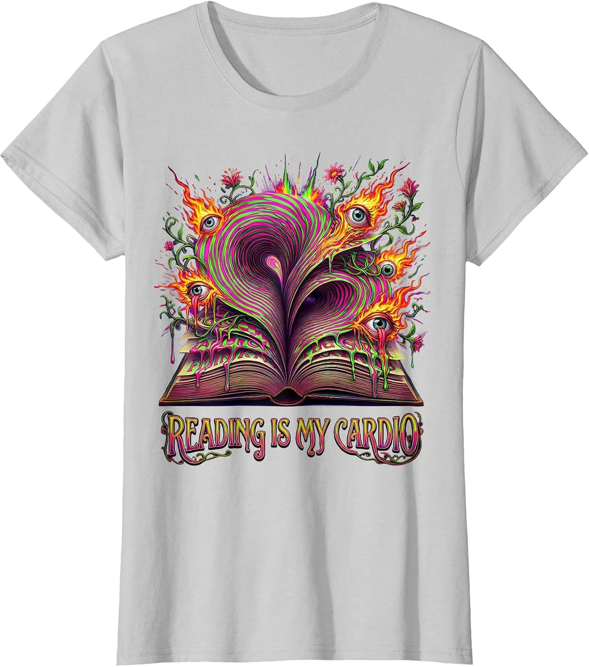 Reading Is My Cardio English Teacher Design T-Shirt - Silver Grey