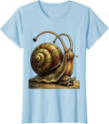 Women's Giant Snail Tiny Turtle Big Little Funny Graphic T-Shirt - Baby Blue