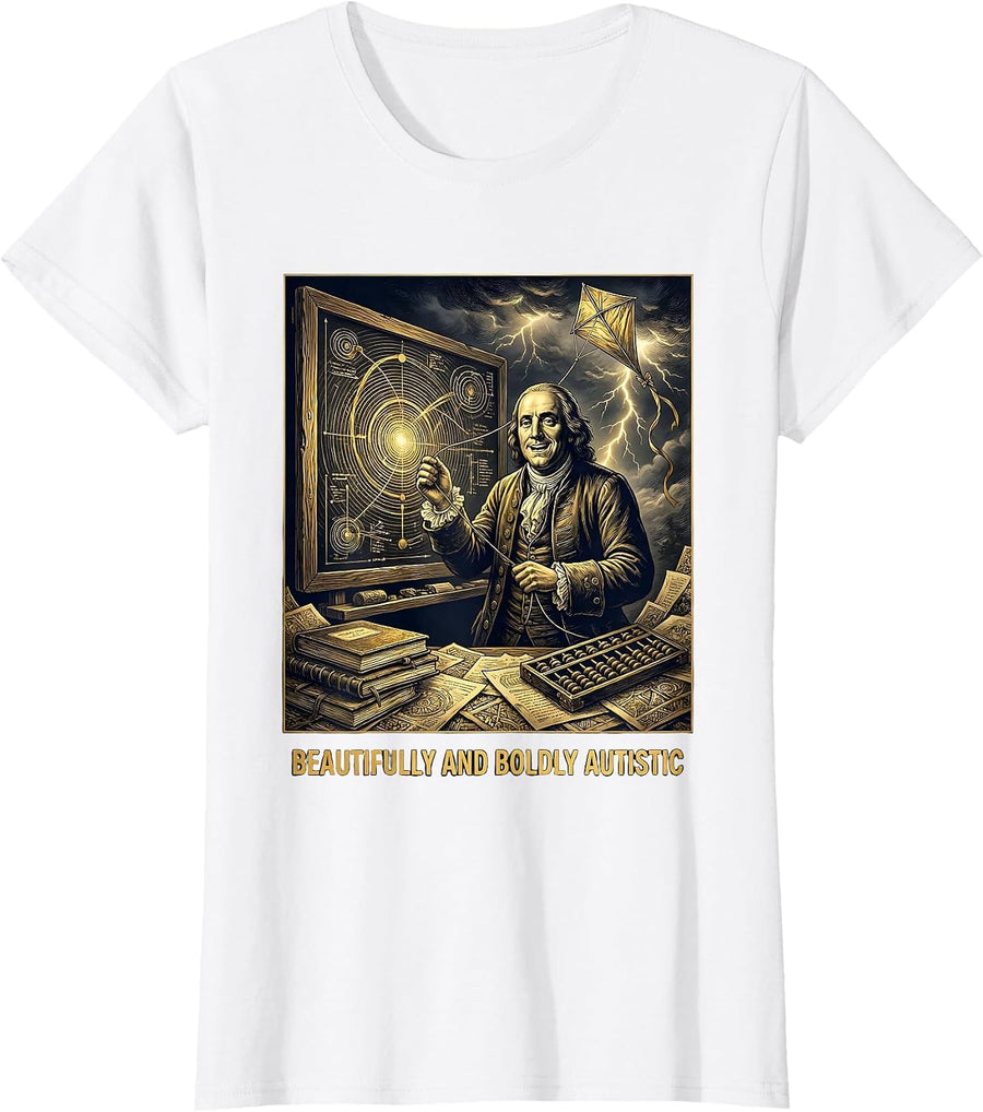Women's Beautifully and Boldly Autistic Pride Design T-Shirt - White