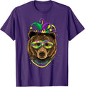 Bear Animal Lover Cute Mardi Gras Carnival Jester T-Shirt, Men, Purple, 3X-Large - As Pictured