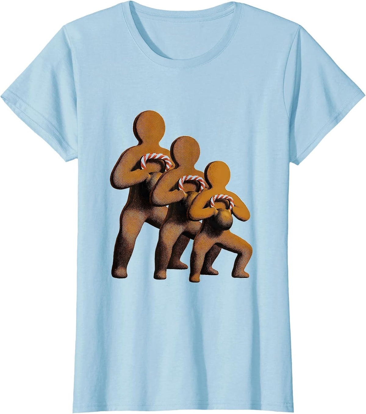 Women's Gingershred Funny Gingerbread Man Gym Weightlifting T-Shirt - Baby Blue