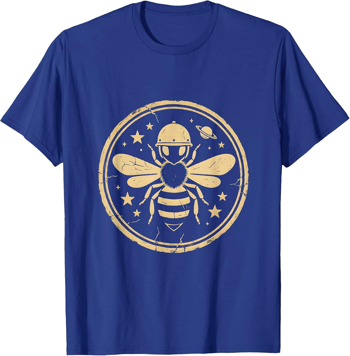 Bee Astronaut Floating in Outer Space Illustration T-Shirt - Royal Blue