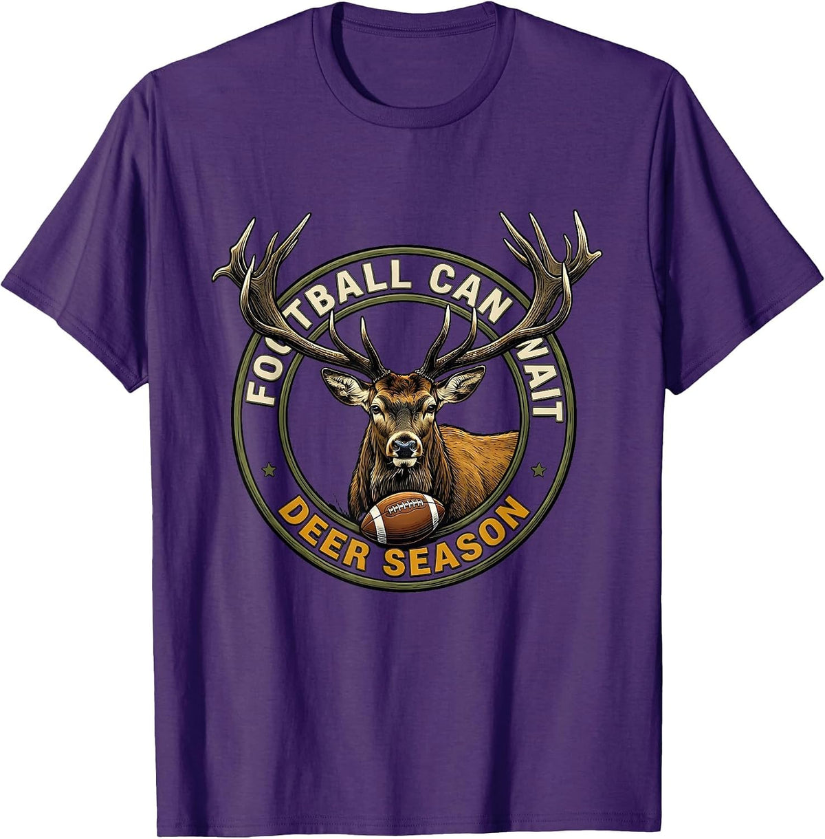 Football Can Wait Deer Season Funny Hunting Dad Humor T-Shirt - Purple