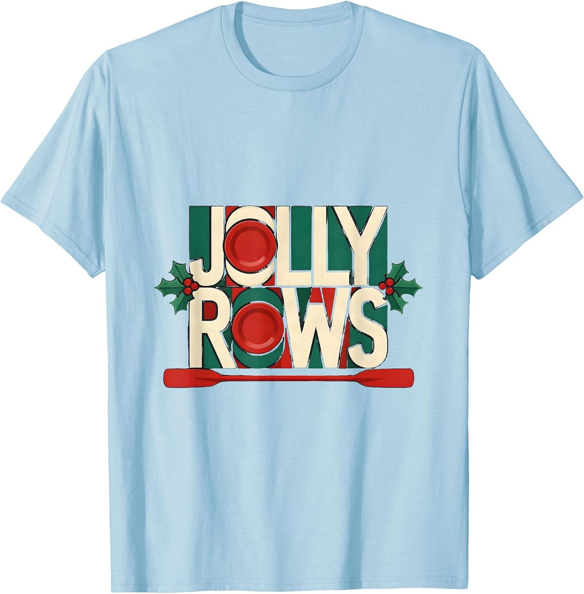 Men's Jolly Rows Quilted Rowing Handle Gym Fitness Christmas T-Shirt - Baby Blue
