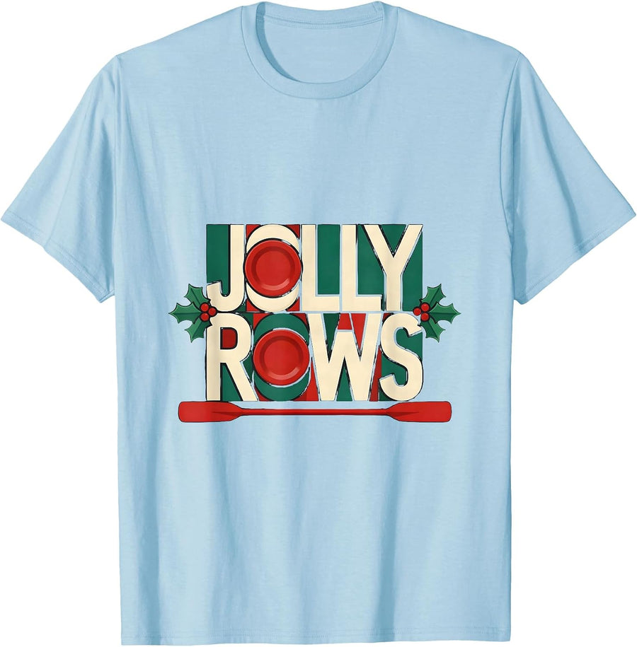 Men's Jolly Rows Quilted Rowing Handle Gym Fitness Christmas T-Shirt - Baby Blue