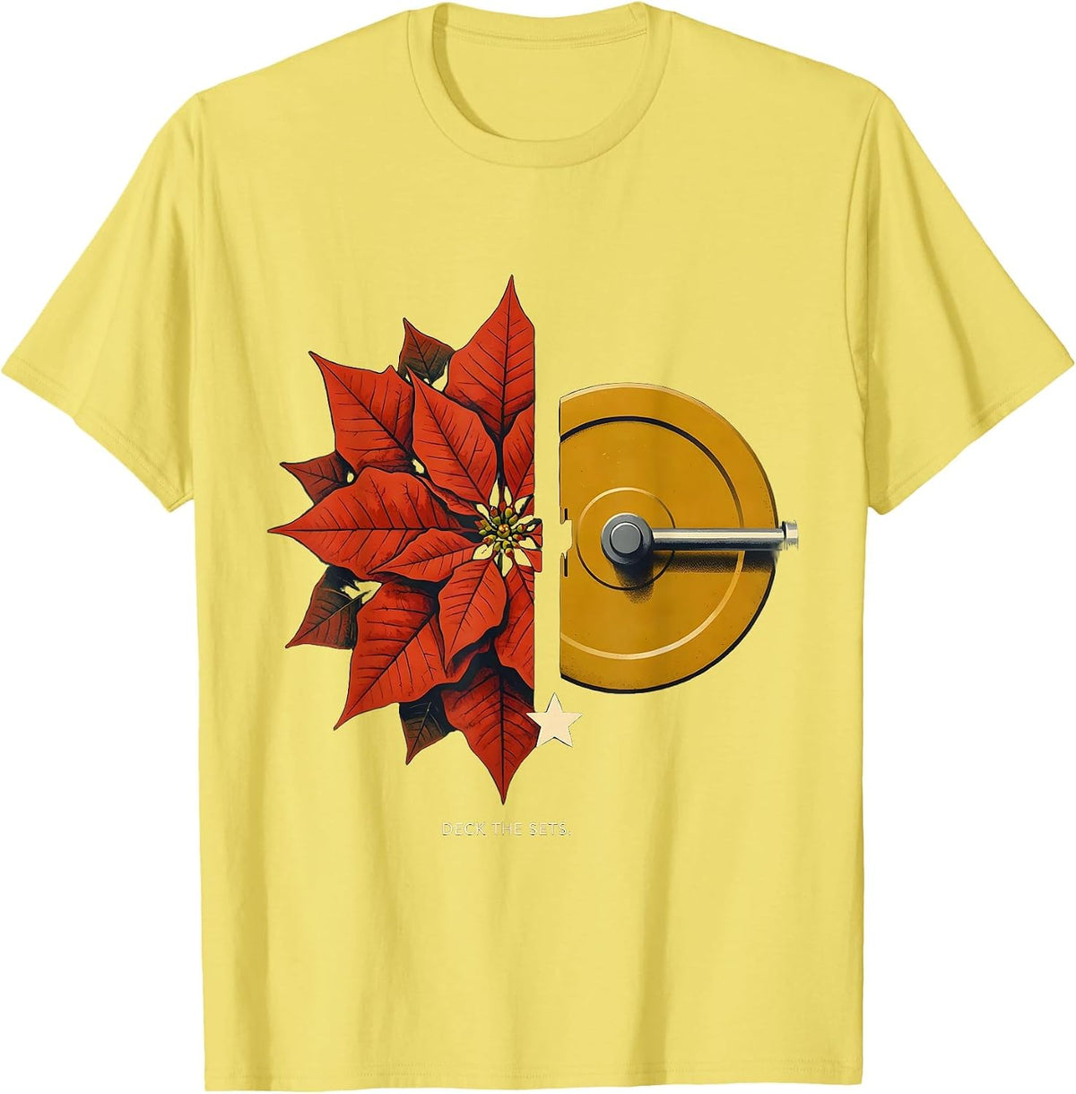 Men's Deck The Sets Midcentury Modern Funny Christmas Gym Workout T-Shirt - Lemon Yellow