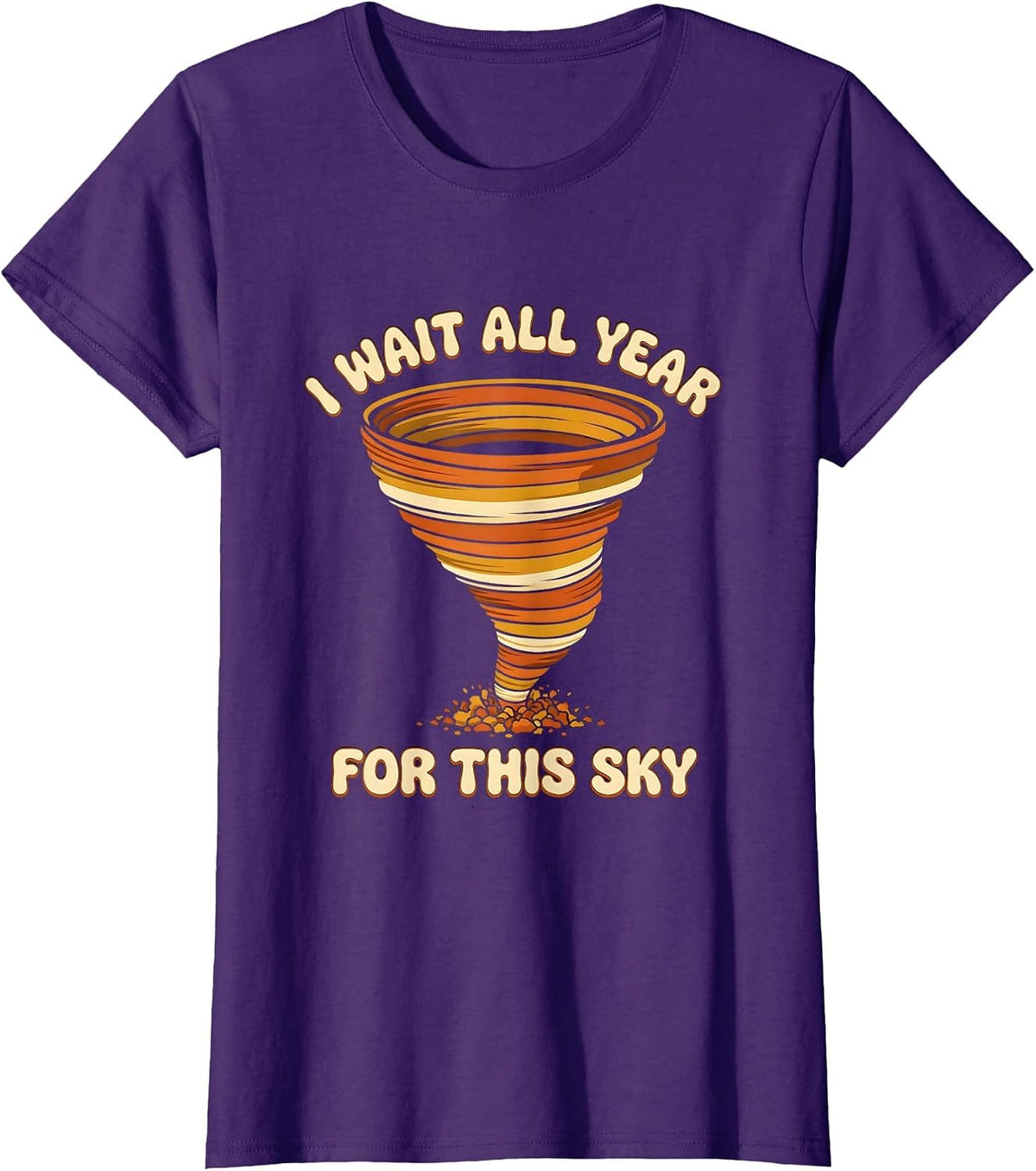 Women's I Wait All Year For This Sky Retro 70s Tornado Chaser T-Shirt - Purple