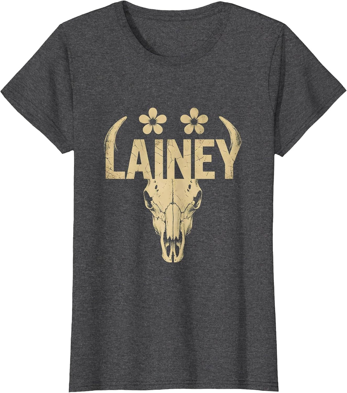 Women's Lainey Boho Western Cowgirl Personalized Gift for Girls T-Shirt - Dark Heather Grey