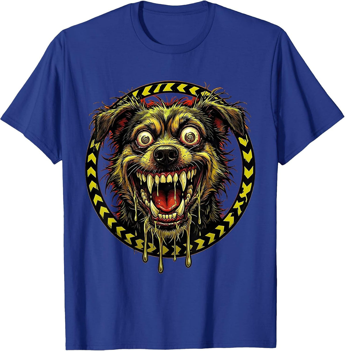 Vintage Rabies Warning Snarling Animal Graphic T-Shirt - Royal Blue