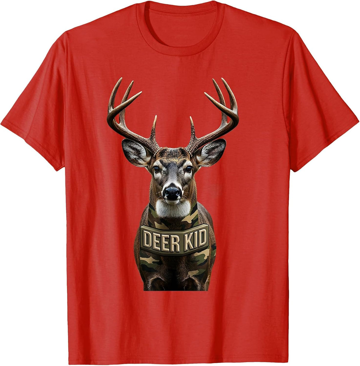 Men's Deer Kid Funny Youth Hunting Camo Family Humor T-Shirt - Red