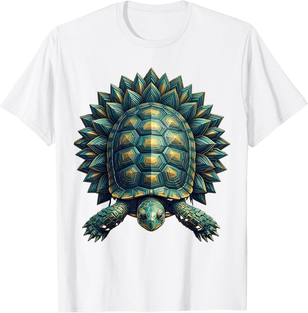 Men's Turtle Wrapped in Lotus Flowers Illustration T-Shirt - White