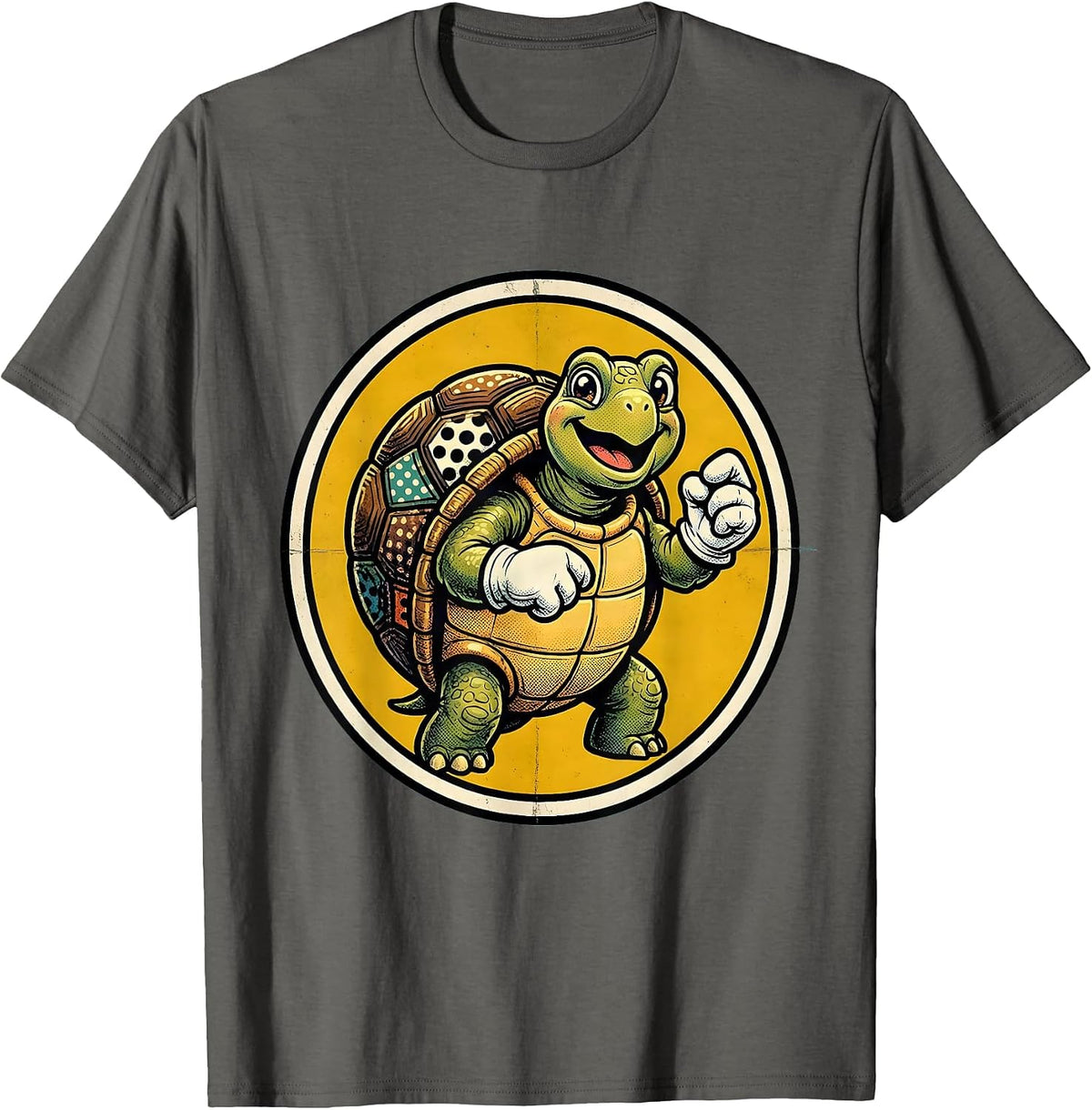 Men's Kids Polka Dot Turtle Mosaic Shell Design T-Shirt - Asphalt Grey