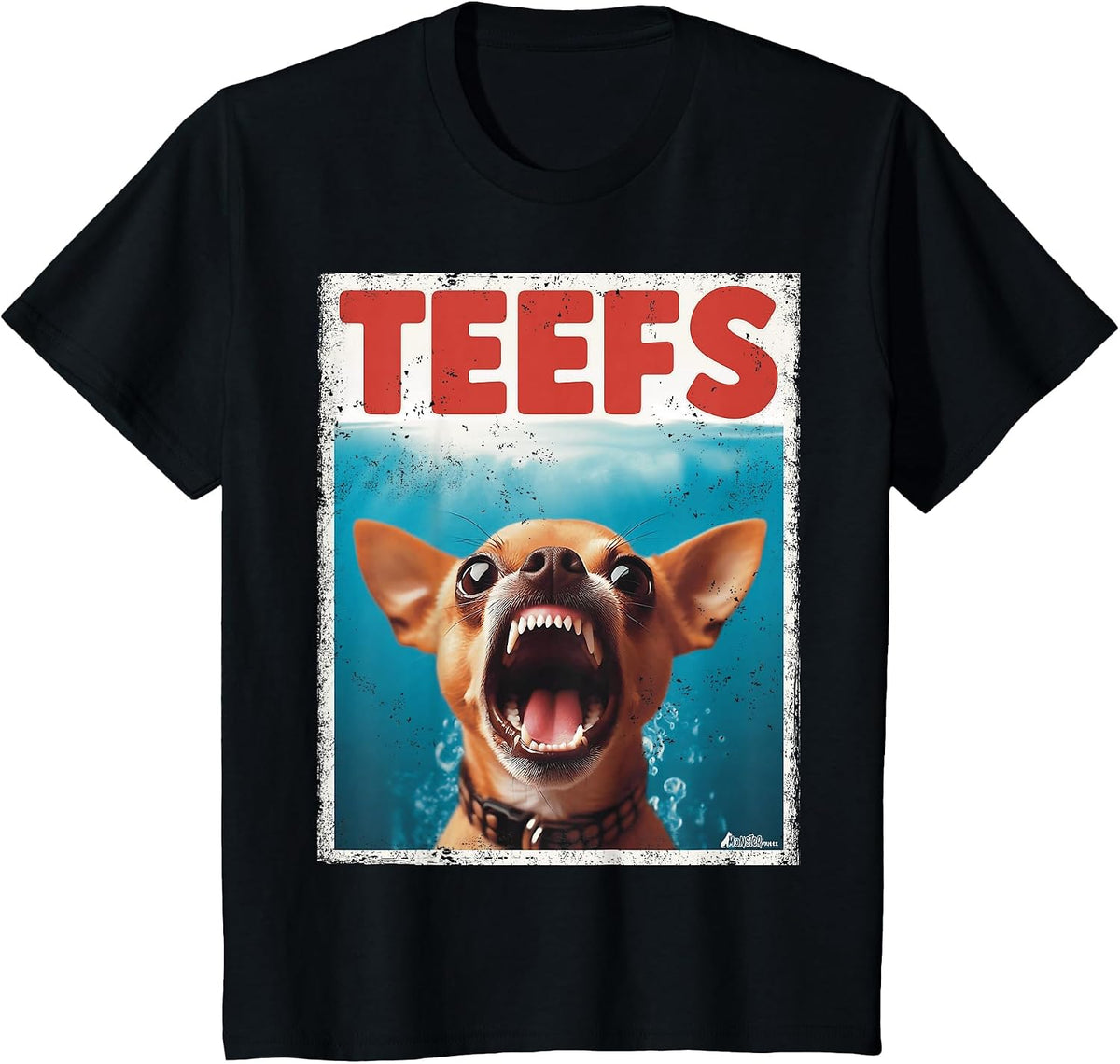Funny Chihuahua Teefs Top, Teeth Chi Jowls Paws Dog Mom Dad T-Shirt - Black
