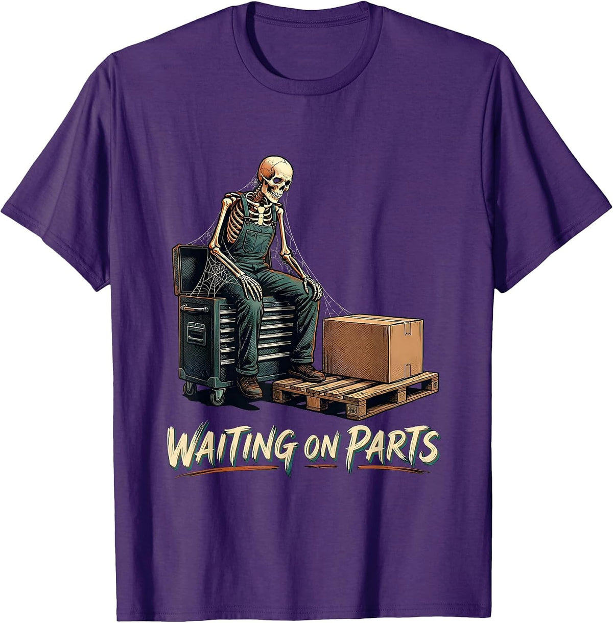 Waiting On Parts Funny Mechanic Auto Repair Technician Dad T-Shirt - Purple