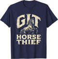 Git, Horse Thief Boho Western Cowboy Rodeo Pride T-Shirt - Navy Blue
