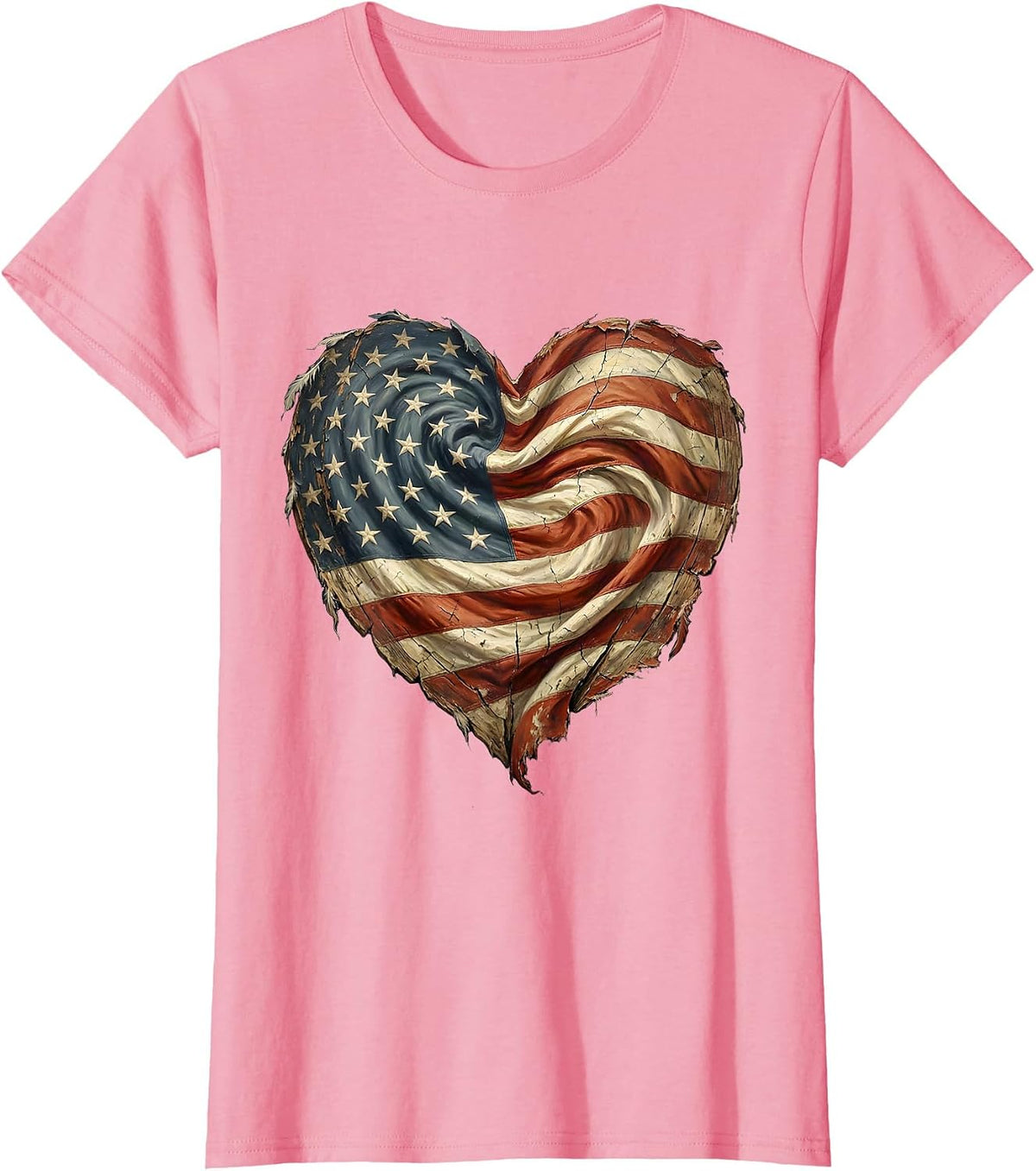 Women's Red White Blue Galaxy Swirl Cosmic Design T-Shirt - Pink
