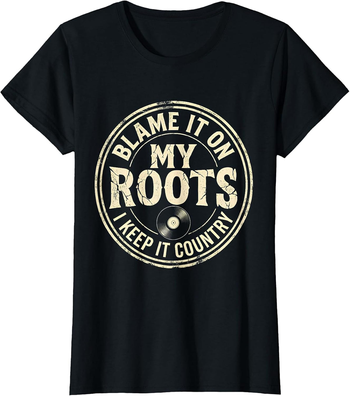 Women's Blame It On My Roots I Keep It Country Boho Western T-Shirt - Black
