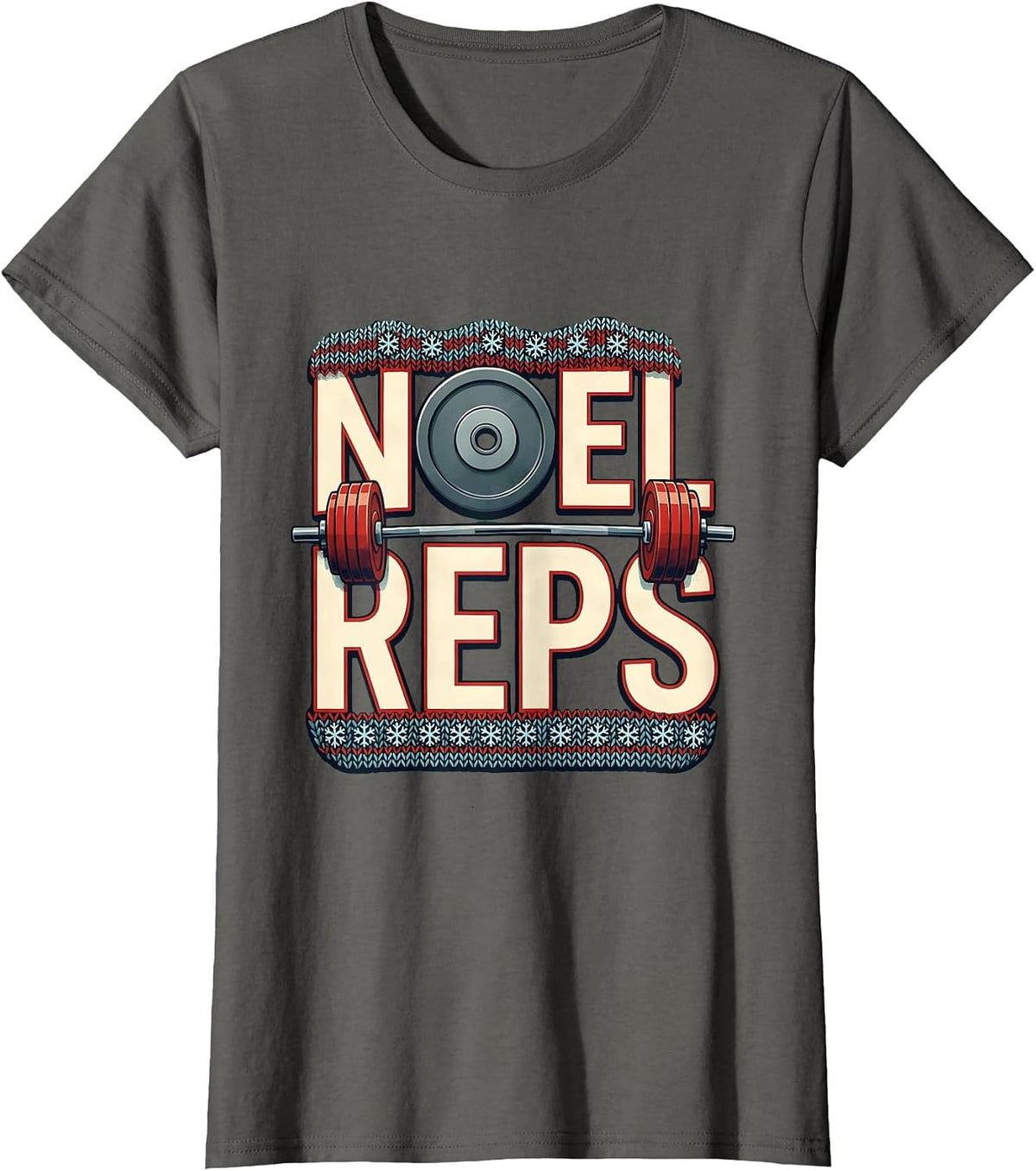 Women's Noel Reps Funny Christmas Gym Weightlifting Workout Fitness T-Shirt - Asphalt Grey