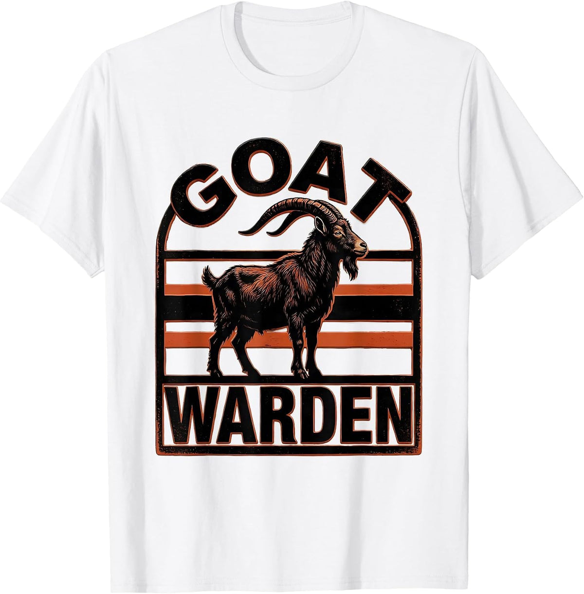 Men's Goat Warden Bold Goat Animal Badge Patch Line Art Icon T-Shirt - White
