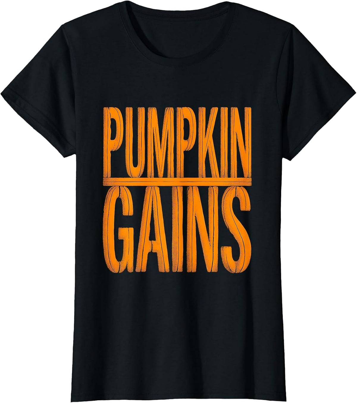 Women's Pumpkin Gains Funny Halloween Gym Workout Lifting Pun T-Shirt - Black