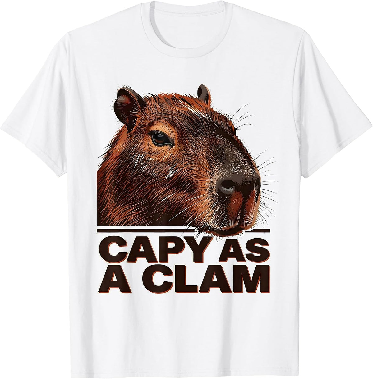 Men's capy as a clam Funny Capybara Meme Gamer Kawaii Humor T-Shirt - White