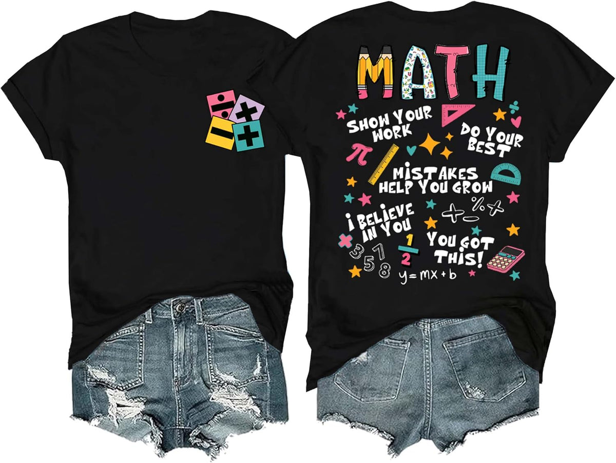 Math Teacher Shirt Funny Math Tshirts for Teachers for Women Men - Black