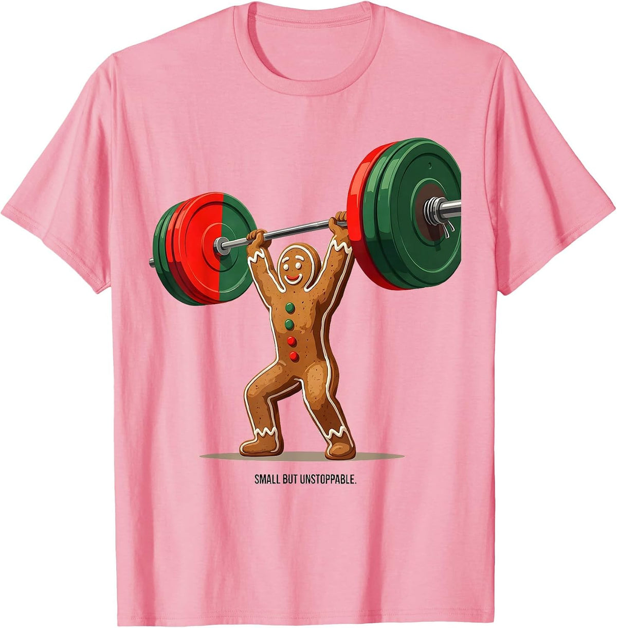 Men's Small But Unstoppable Funny Gingerbread Man Gym T-Shirt - Pink