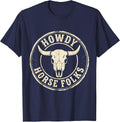 Howdy Horse Folks Boho Western Mono Cowboy Cowgirl Rodeo T-Shirt - Navy Blue
