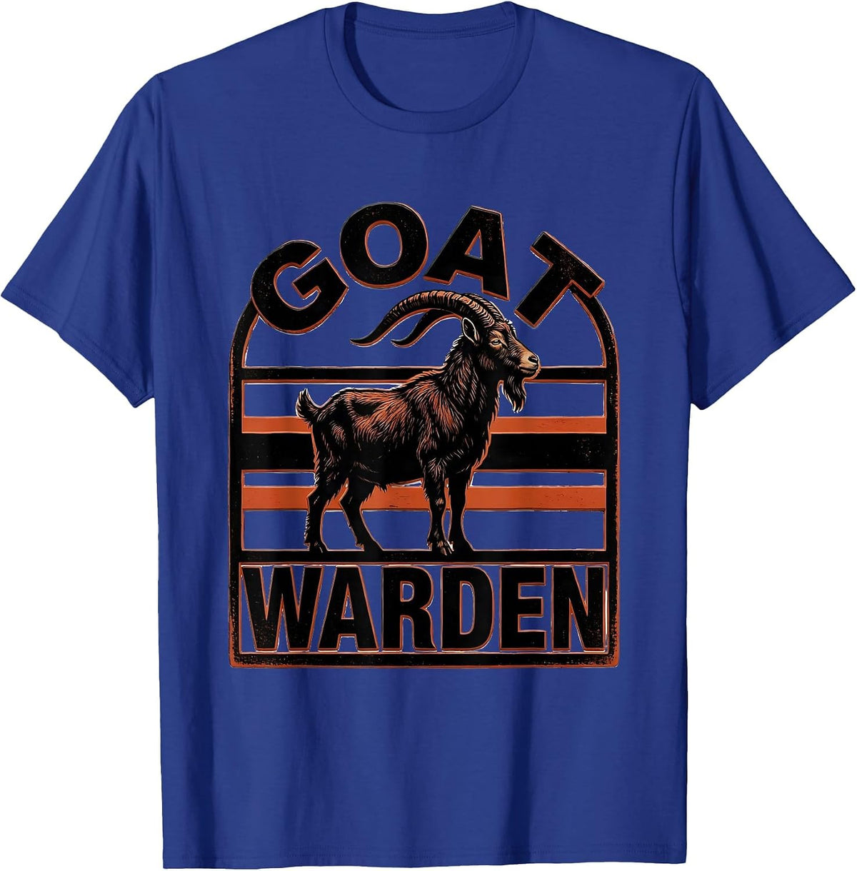 Men's Goat Warden Bold Goat Animal Badge Patch Line Art Icon T-Shirt - Royal Blue