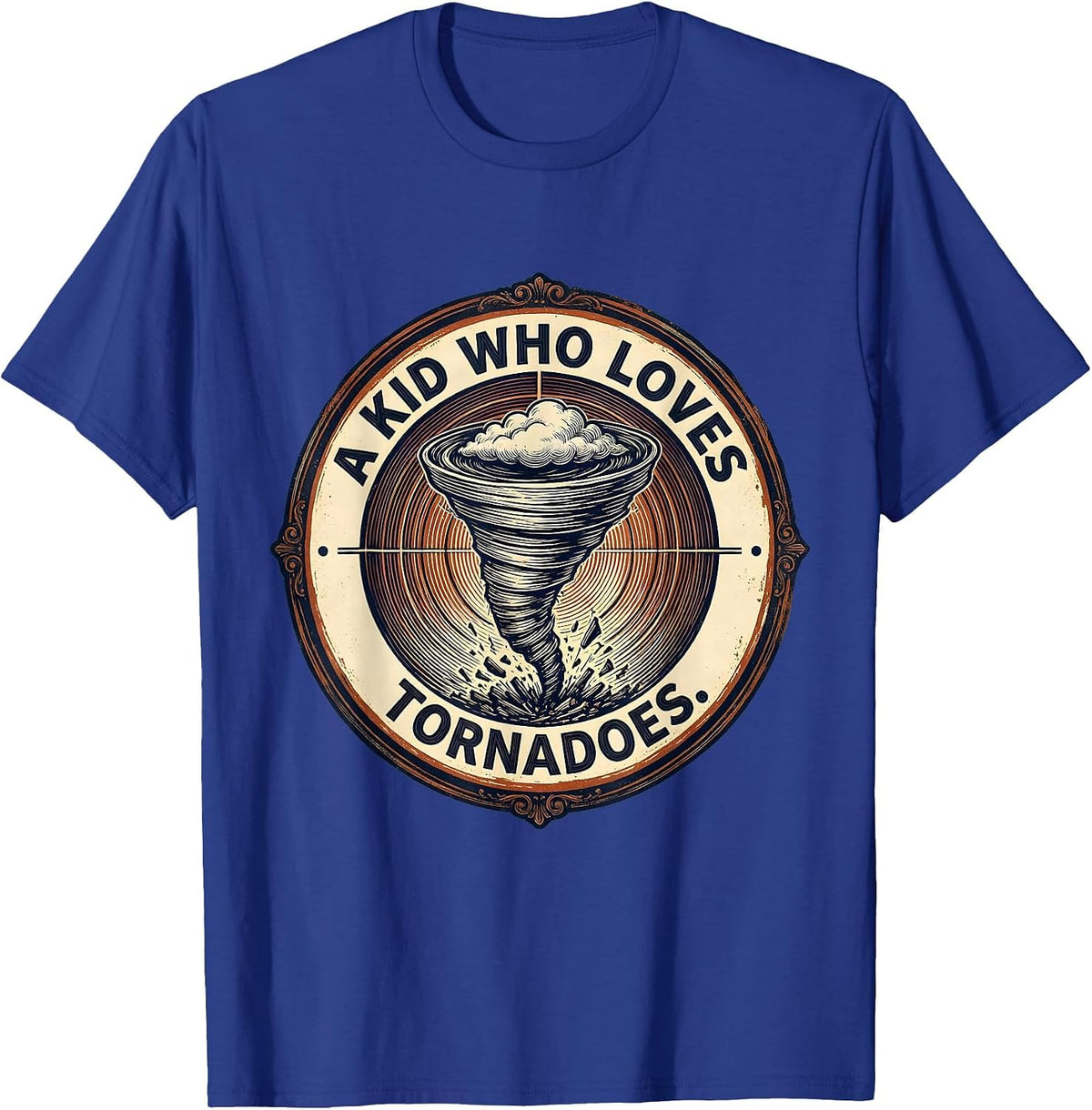 A Kid Who Loves Tornadoes Vintage Weather Enthusiast Storm T-Shirt - Royal Blue
