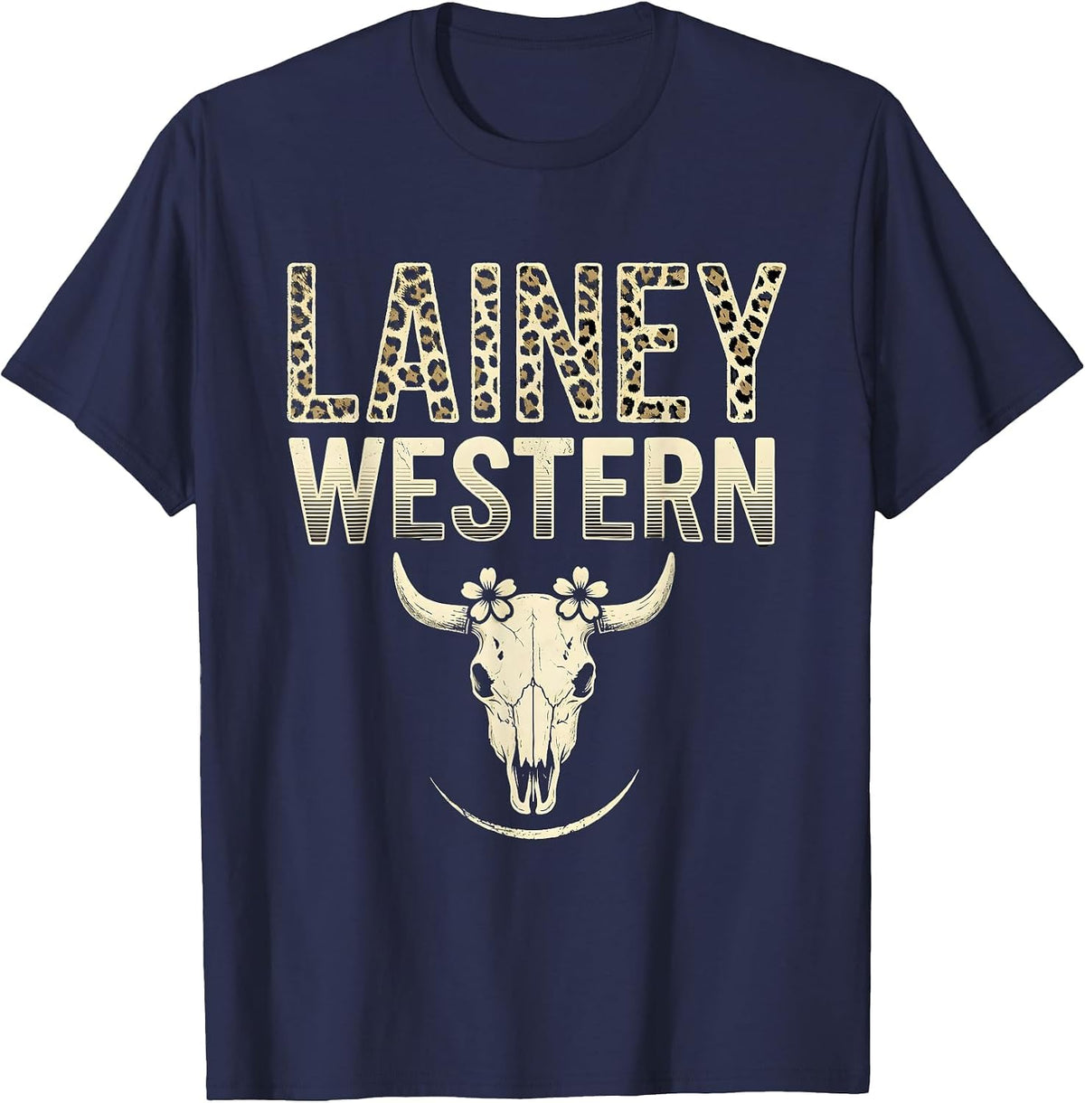 Lainey Western Boho Western Cowgirl Name Personalized Gift T-Shirt - Navy Blue